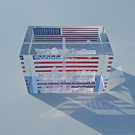 American Flag Pin in White House Seal Presentation Box and Case