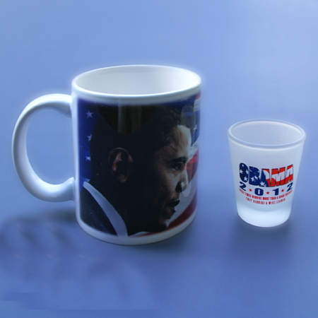 Vote Obama 2012 Coffee Cup and Shot Glass
