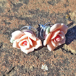 First Lady Peach Porcelain Rose Stud Earrings