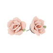 Bridal Pink Porcelain Rose Post Earrings