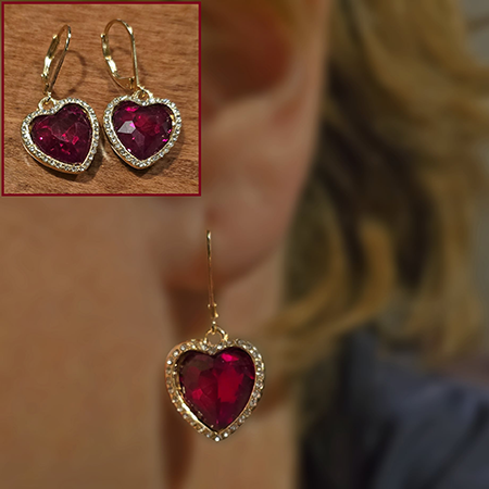 Edith Roosevelt Siam Red Heart Earrings